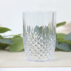 6 pcs 16 oz Crystal Cut Plastic Drinking Glasses Party Events Home Decorations