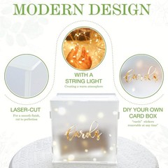 Acrylic Wedding Card Box String Light Frosted Gift Reception Money Party