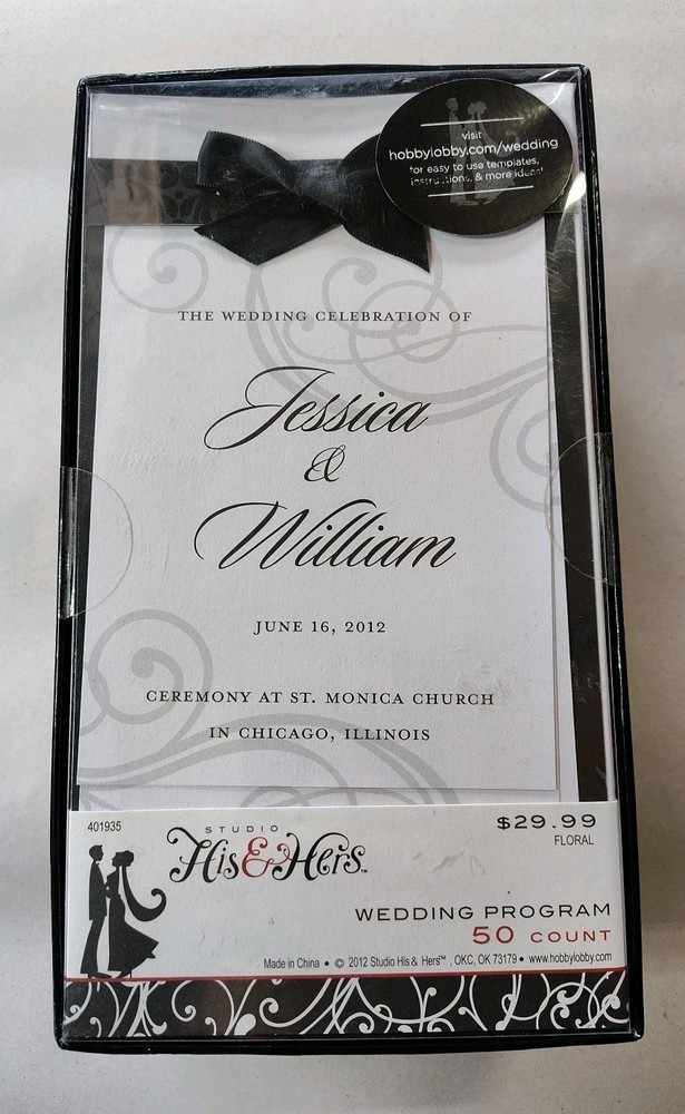His And Hers 50 Count Varnished Layers With Ribbon, Wedding Programs