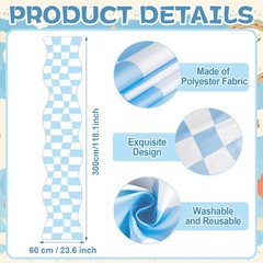 Wonderland Party Decoration Blue and White Checkered Aisle Runner 118 x 24 In…