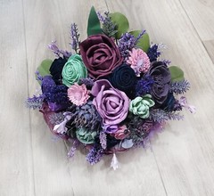 Wildflower Bridal Bouquet Purple Plum Lavender Sola Wood Flower Navy Bridesmaid