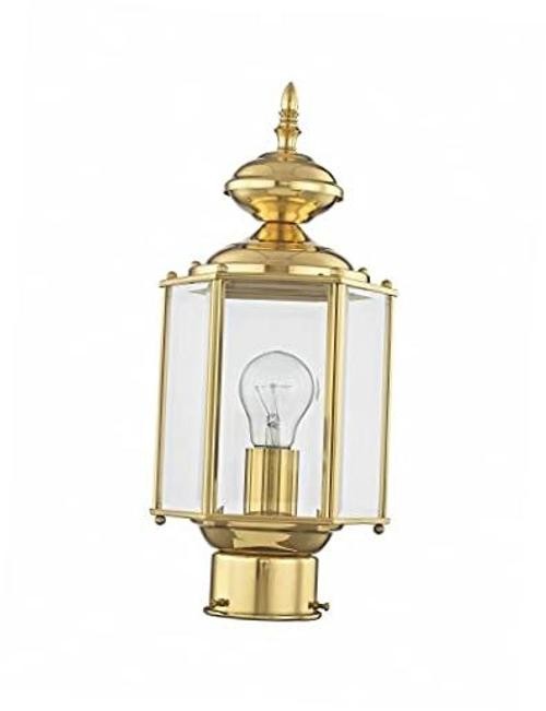 Lighting 2117-02 Post Light Fixture, Polished Brass | Clear Beveled Glass