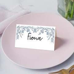 Blue Floral Place Cards Tent Name Seating Seating Label Banquet 25 PCS Set
