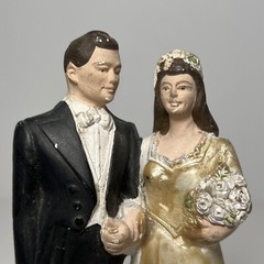Vintage 1949 Wedding Cake Topper By Novelty Co Marblelike 5 3/8 X 2.5 Inches