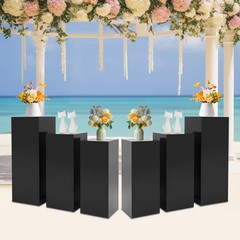 Black Metal Stand Display Pedestal Base 6PCS Square Metal Stands Display Pillars