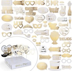 Gold Wedding Photo Booth Props On Sticks. Missing Few But ALOT Still There!