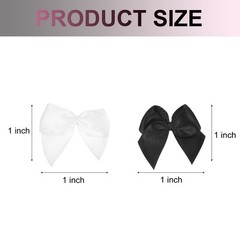 50Pcs Mini Ribbon Bows 1″ Mini Fabric Satin Ribbon Flower Bows Black & White