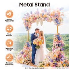 Square Wedding Arch, Gold Metal Framework Heavy Duty Backdrop Stand Garden