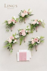 Ling’s Moment Pink Bridesmaid Bouquet Set of 6, Dusty Rose Bridal Bouquets fo…