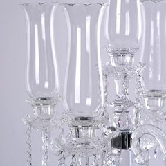 32″ CLEAR 5 Arm Crystal Glass Candelabra Hurricane Taper CANDLE HOLDER Party