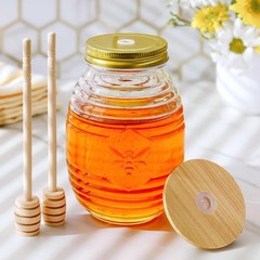 Kate Aspen 24oz. Bee Hive Shaped Honey Glass Mason Jar with Two Large, Clear