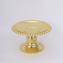 Gold 12 Plastic 5″ Round Mini Cupcake Dessert Display Stands Beaded Rim Party
