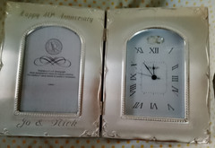 40 Wedding anniversary photo frame and clock ,engraved name JO & NICK BY THINGS