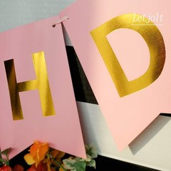 Pink Happy Birthday Banner Party Signs Golden Sparkle Funny Bunting Supplies …