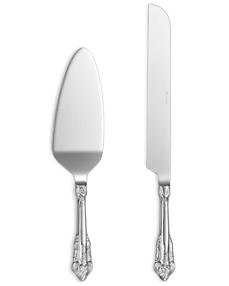 Wedding Cake Knife Server Set 18/10 Stainless Steel Luxury Cake Cut Silver