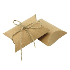 100Pcs Durable Kraft Paper Pillow Favor Boxes Wedding Candy Packing Boxes Khaki