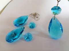 12Pcs 38mm Sapphire Blue Teardrop Chandelier Crystal Prism Wedding Decoration