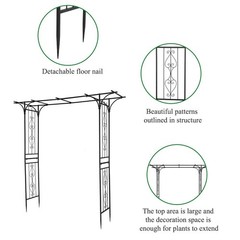 Metal Garden Arch 7 FT Garden Arbor for Climbing Plant Outdoor Wedding Black