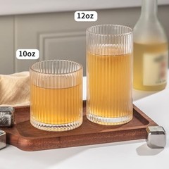 Ribbed Drinking Glasses 8pcs, 12oz and 10oz Glassware, Tumbler 8PCS- Clear
