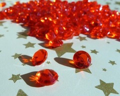 350pc Round 4 Carat 0.4inch 10mm Diamonds Confetti, Christmas Red Acrylic Gems