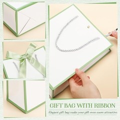 Pcs Wedding Paper Gift Bags with Handle 9x7x3.15» Thank 12 White, Sage Green
