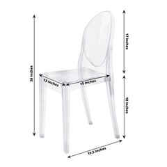 4 Clear Stackable Transparent Acrylic Banquet Chairs Oval Back Party Decorations