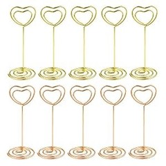 10 Pcs Heart Shaped Table Number Stand and Place Card Holder – Mini Wire Picture