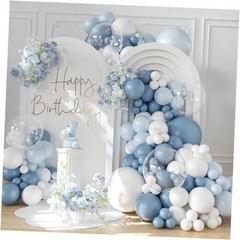 Balloon Arch Kit 132Pcs and White Balloon Arch Garland Kit Include Dusty Blue