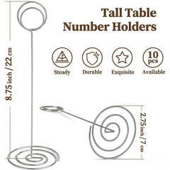 10 Pack 8.75 inch Tall Table Number Holders Place Inch-10pack, Silver