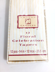 Taper candles Set of 12 white floral celebration14 inches sealed