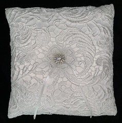 Wedding Bridal Ring Bearer Paisley Lace Bling Pillow.Size 7.5”X 7.5”