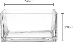 Two Clear Glass Decorative Rectangle Block Vase, Center Piece, Planter 7.5″
