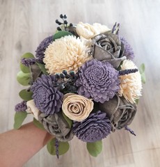 Lavender Gray Bridal Bouquet Sola Wood Bridesmaid Natural Purple Wedding Flowers