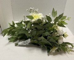 Wedding Bridal Bouquet Hand held White Silk Flowers Peonies Cascading NEW