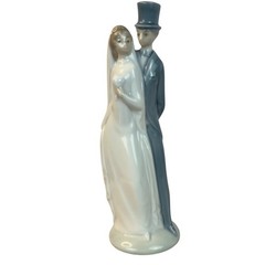 Nao by Lladro Bride/Groom Figurine Cake Topper Wedding 6″ White Grey Glossy