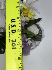 Bridal Wedding Floral Bouquet corsage and boutonniere, white roses, purple