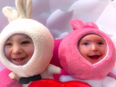 Personalized 3D Faces Stuffed Toys – Love Rabbit Couple on Sofa