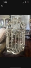 Vintage Decorative Birdcage Shabby Chic Metal Wedding Centerpiece Planter Ivory