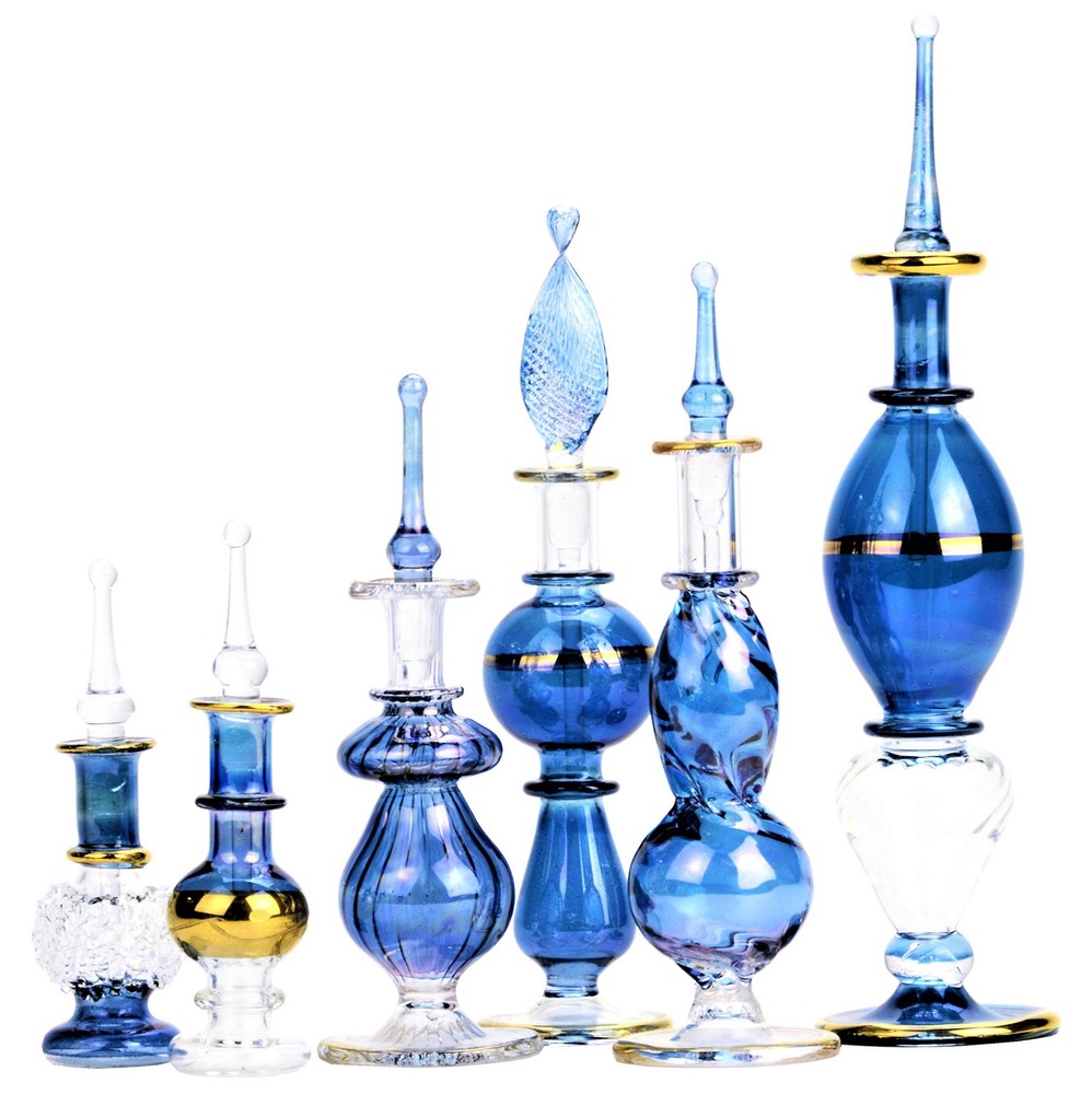 NileCart Egyptian Perfume Bottles Set of 6 All Blue 2-5 in Collection Of