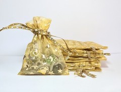 Organza Bags Print Gold Star Moon Organza Gift Pouch Candy Favor 3×4″ 24 pcs