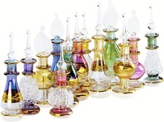 NileCart Egyptian Perfume Bottles 6 Pack Size 2” Hand Blown With Multicolor
