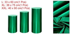 Set of 3 Cylinder Spandex Stand Covers, Green, Foil Fabric-Large