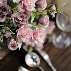 DUSTY ROSE 4 Bushes 12″ Silk Roses Artificial FLOWERS Bouquets Party Home