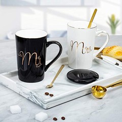 Mr and Mrs Coffee Mugs Set – Unique Wedding Gifts For Bride and Groom Black&W