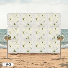 3D Flower Wall Panel 12pcs Artificial Flower Wall Background Silk Rose Mat