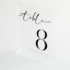 Frosted Acrylic Wave Sign with Stand Blank Table Numbers Base 5×7 In 10 Pack