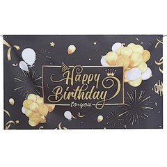 Black Gold 6×3 ft Polyester Happy Birthday Printed BACKDROP Party Decorations