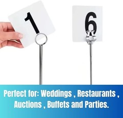 Plastic Table Number Cards 4″ x 4″ – Double-Sided Number Signs with Bold Black
