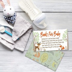 Woodland Creature Books for Baby Shower Request 50 Count (Pack of 1), brown