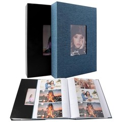 Photo Album, For 4″×6″, 3.5″×5″, Set of 2, 300 Sheets for 4″×6″ Black+Navy Blue